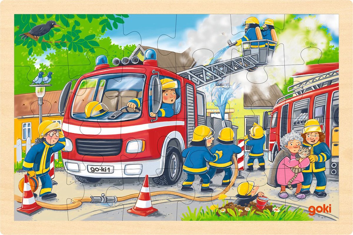 Goki Holzpuzzle Feuerwehr, 24 Teile.
