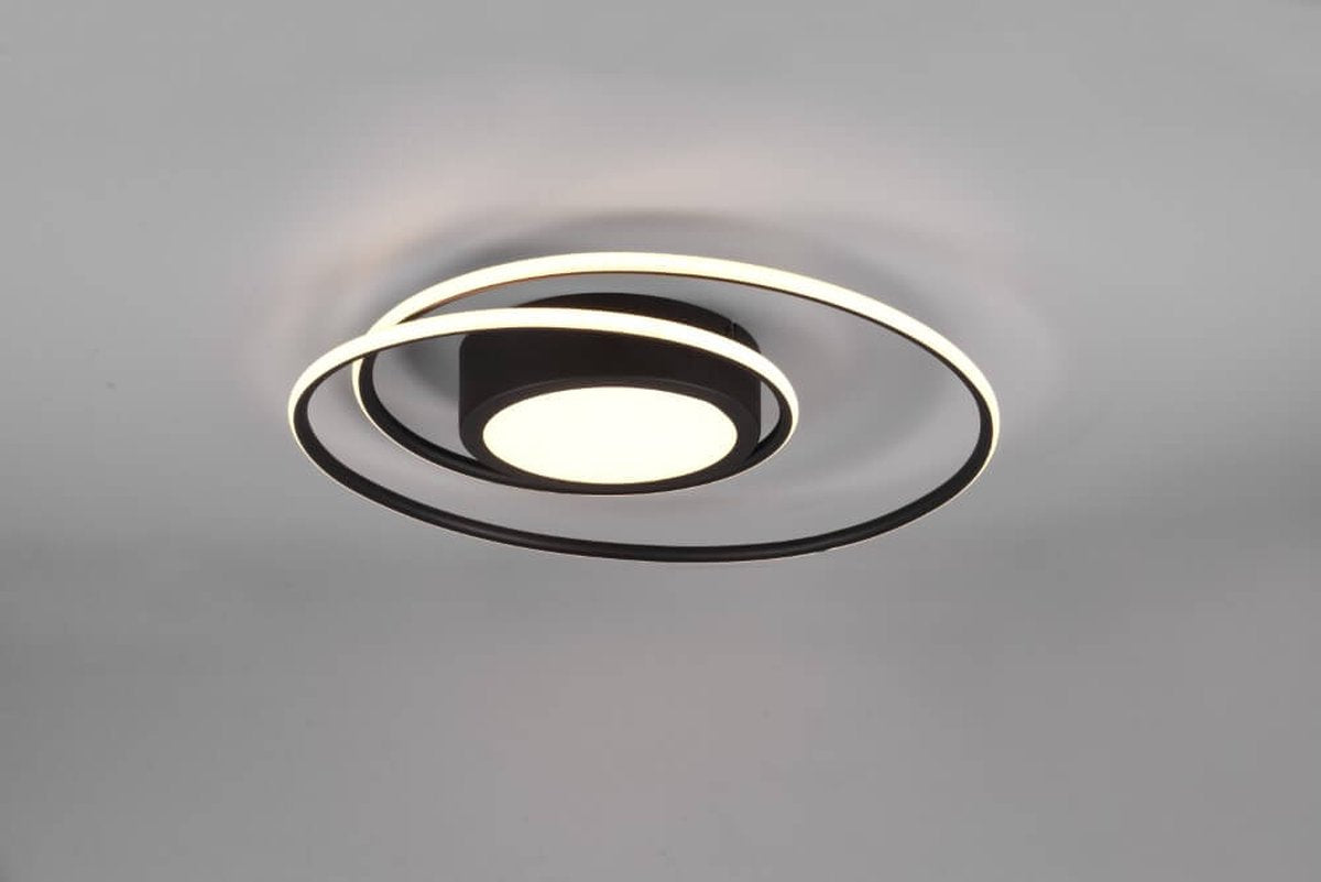 Trio Yava - Deckenleuchte - Schwarz matt - inkl. 1x SMD 56w - Fernbedienung - integrierter Dimmer - stufenlos einstellbare Lichtfarbe - nicht für externen Dimmer geeignet - Leuchtmittel nicht austauschbar