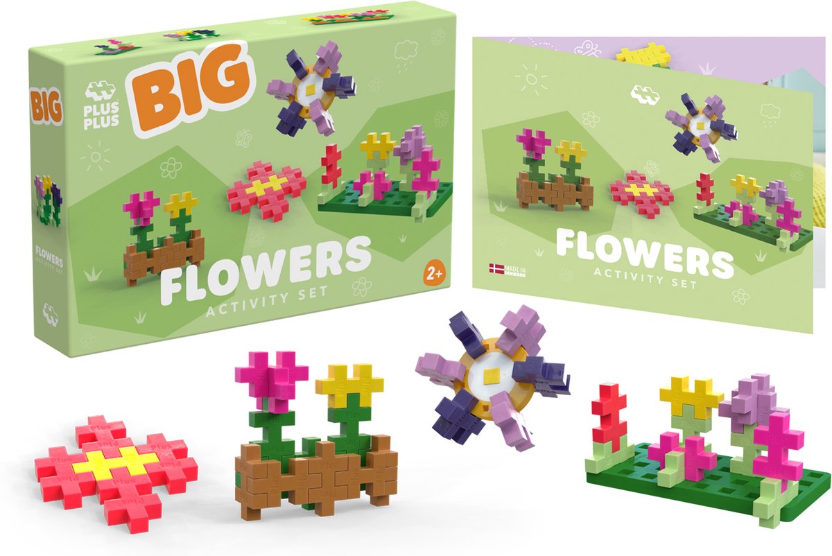 Plus-Plus große Aktivität Blumen Blumen – 4355 – Bauspielzeug – Konstruktionsspielzeug – Set mit 40 Bausteinen – ab 1 Jahr