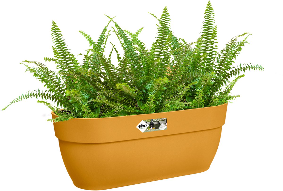 Elho vibia campana easy hanger l 46 - balkonbak met ophanghaken - 100% gerecycled plastic - ø 46.0 x h 26.5 cm - honinggeel