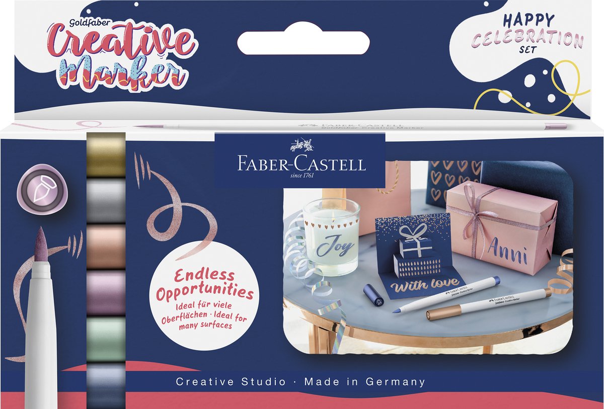 Faber-Castell Marker – Creative Goldfaber – Pinselspitze B – Set Happy Celebration – FC-161006