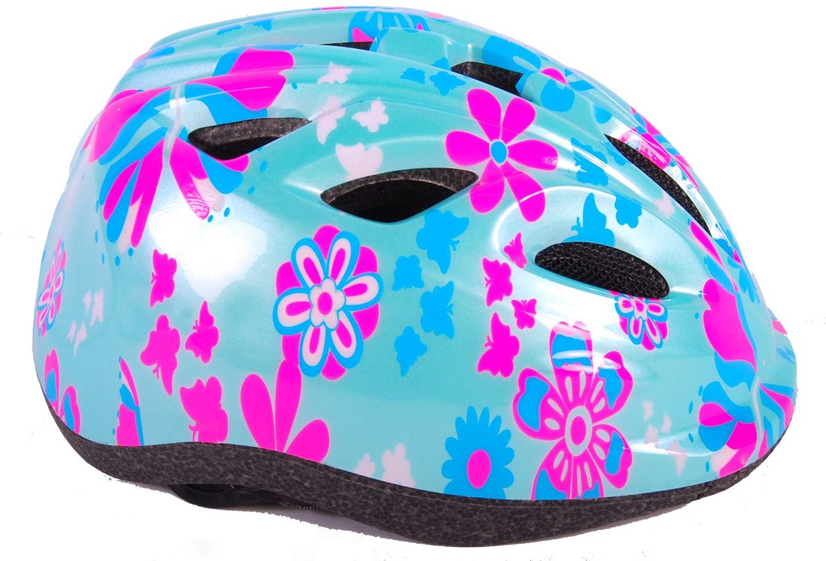 Volare Children's Bicycle Helm XS Blue Pink Blumen 47-51 cm extra kleines Modell