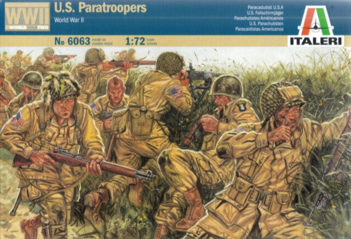 Italeri Modellbausatz Militärfahrzeuge - 6063 USA Fallschirmjäger - Amerikanische Soldaten 2. Weltkrieg - 48 Figuren aus Kunststoff - 1:72 - Modellbau
