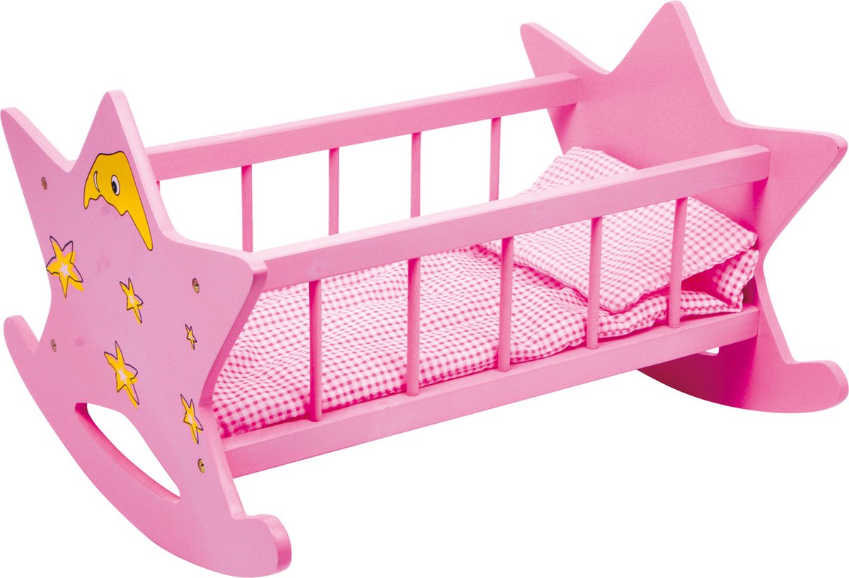 Small Foot - Puppenbett aus Holz Stern rosa