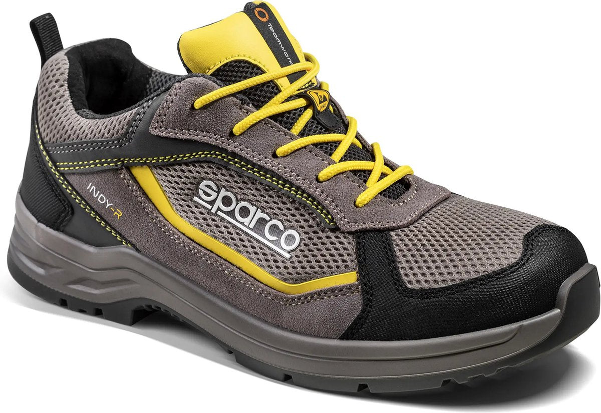 Sparco Indy Edmonton – Sicherheitsschuh S1PS mit Flexgrip+-Sohle und atmungsaktivem Mesh – Beige-Gelb – Größe – 39