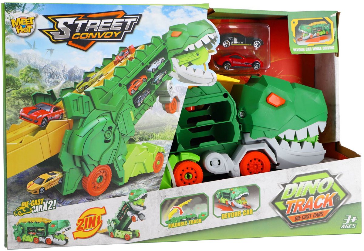 Keine Marke Transporter-Tragekoffer Dino mit 2 Druckgussautos