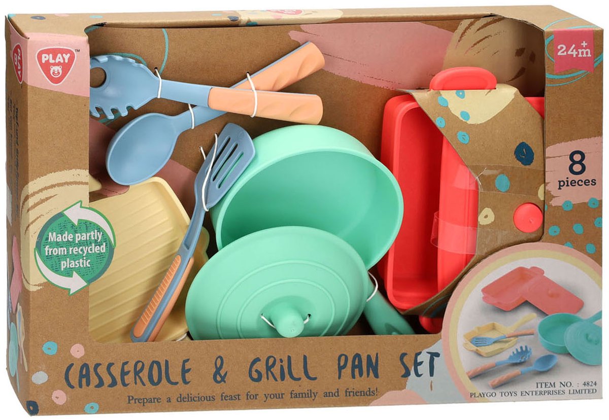 Playgo Bratpfannen- und Grillpfannen-Spielset – 8-teilig.
