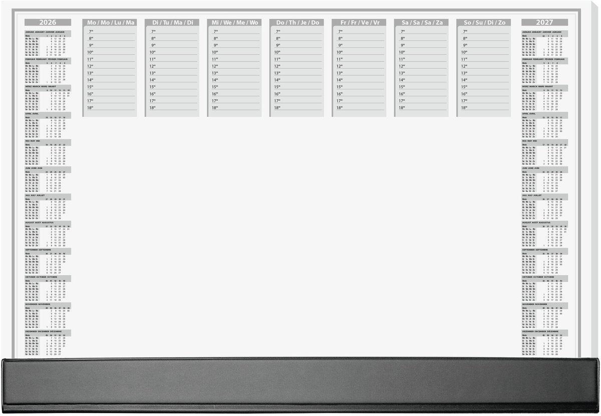 Sigel Schreibtischunterlage – Büro – mit Kalender 2026 2027 – Größe A2 – mit Tages-Wochenplaner – 40 Blatt abreißbar – si-h6365