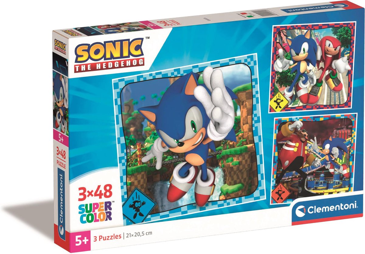 Clementoni - Puzzle - 3x48 Teile - Sonic the Hedgehog - Puzzle für Kinder - ab 5 Jahren