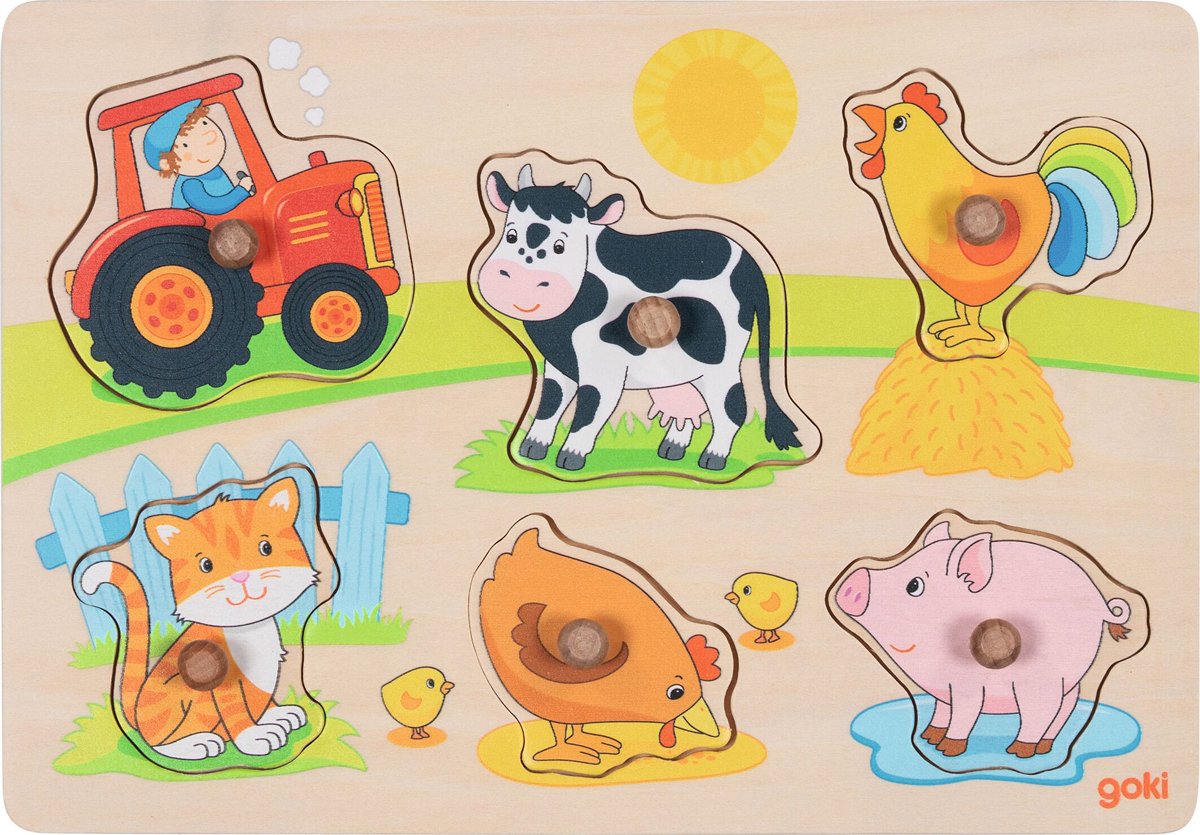 Goki Holz-Studenpuzzle auf dem Bauernhof, 6-tlg.