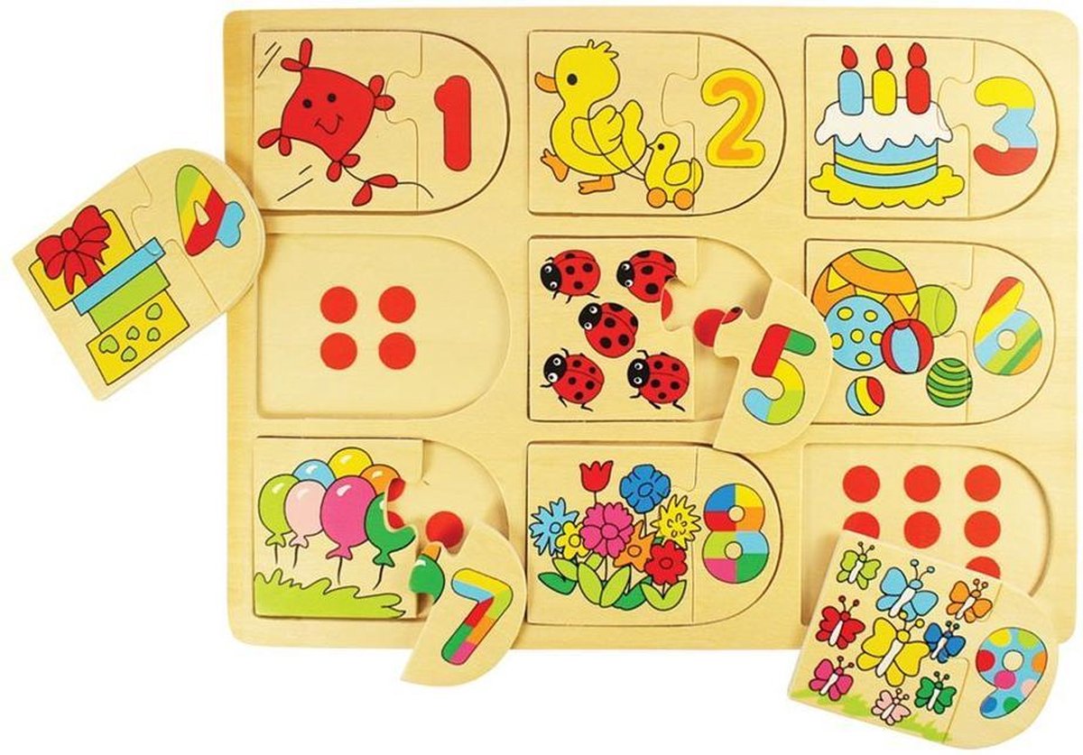 Bigjigs Toys Bigjigs Lernpuzzle aus Holz mit Zahlen, 18 Teile.