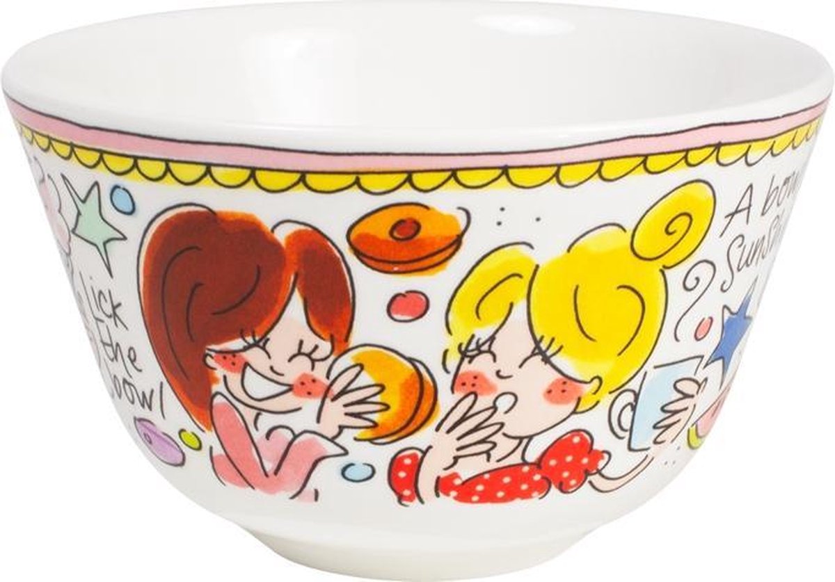 Blond amsterdam even bijkletsen kom ø14 cm - roze rand