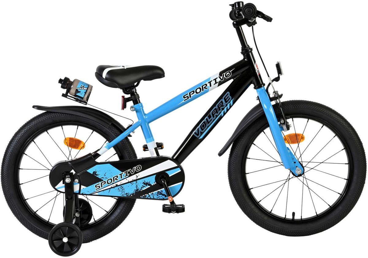 Volare Sportivo Kinderfahrrad - Jungen - 18 Zoll - Blau Schwarz