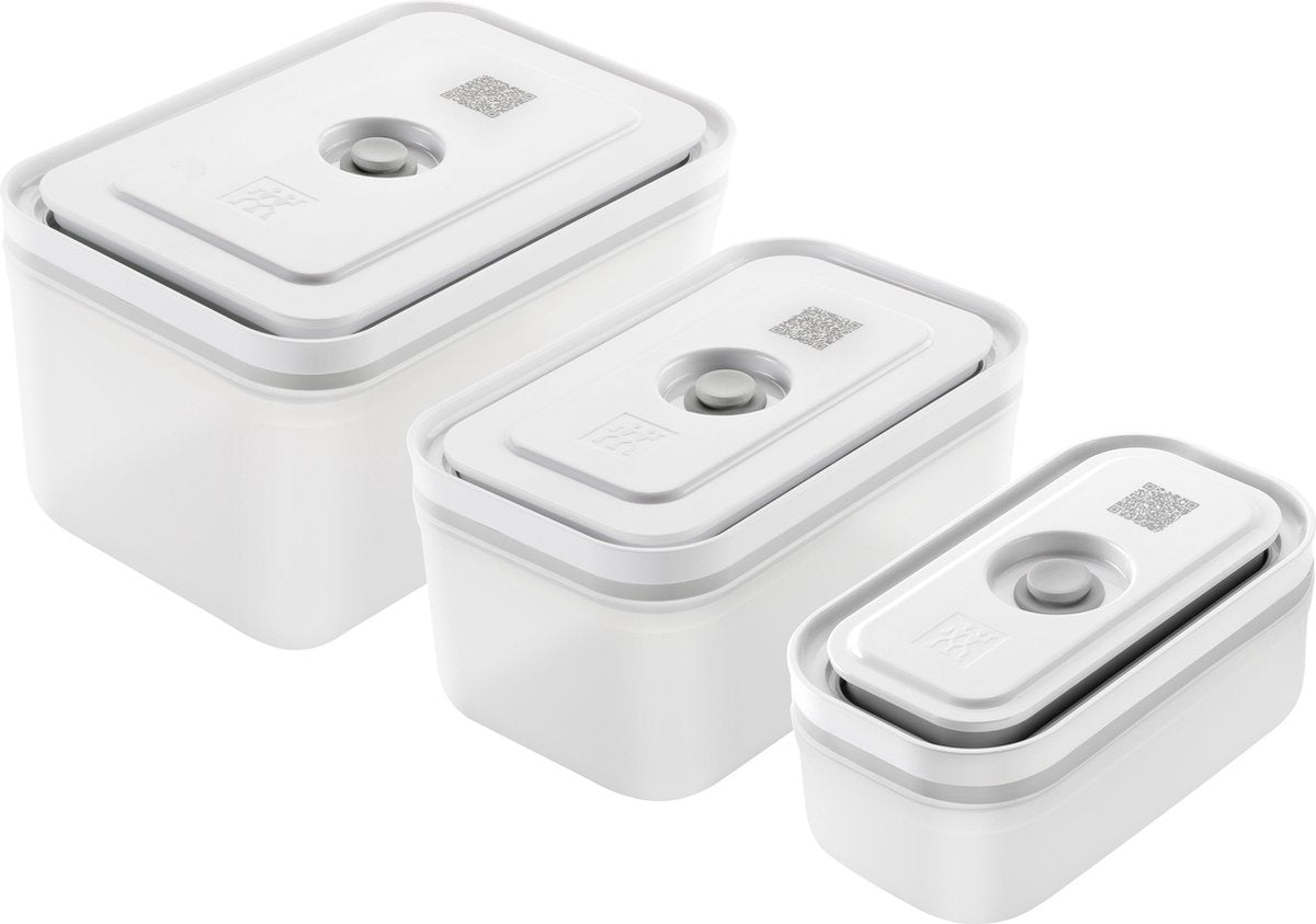 Zwilling Fresh Save Vakuum-Lebensmittelbehälter – Aufbewahrungsboxen – 3-teiliges Set – S 300 ml – M 900 ml – L 2000 ml – Kunststoff