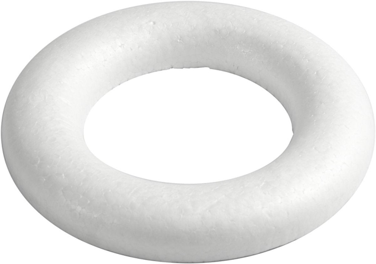 Kreativfirma Styropor Ring White mit flachem Rücken, 35 cm