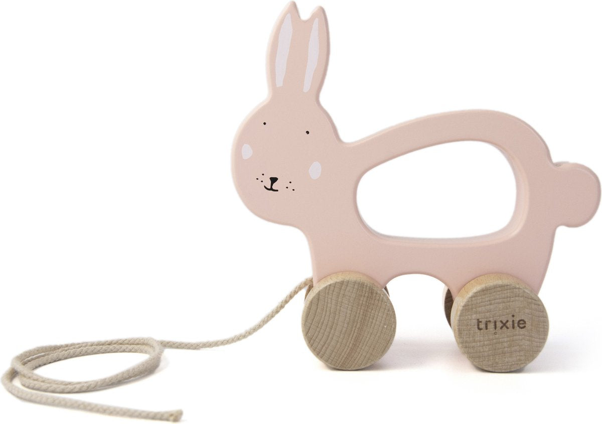 Trixie Nachziehspielzeug aus Holz - Mrs. Hase - für die ersten Schritte - Babyspielzeug - für Jungen Mädchen - Hase
