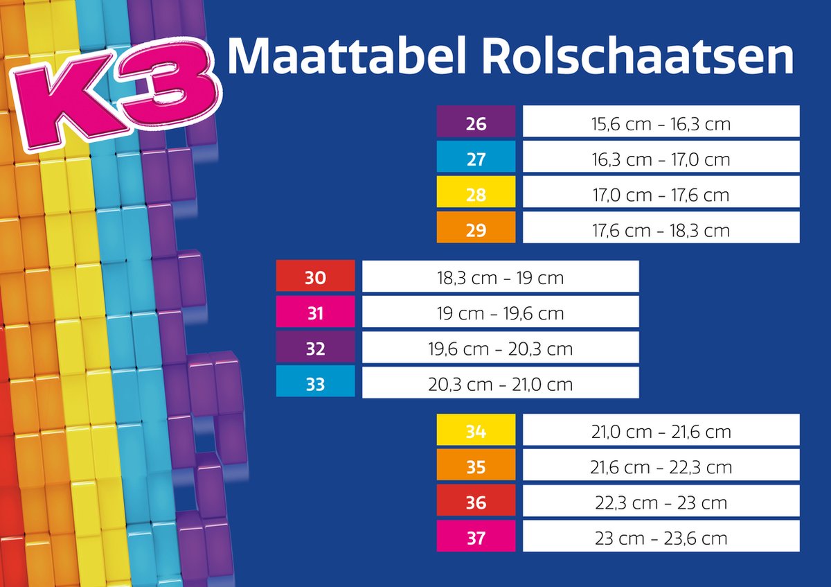 Studio 100 K3 Roller Skating Regenbogen, Größe 34-37