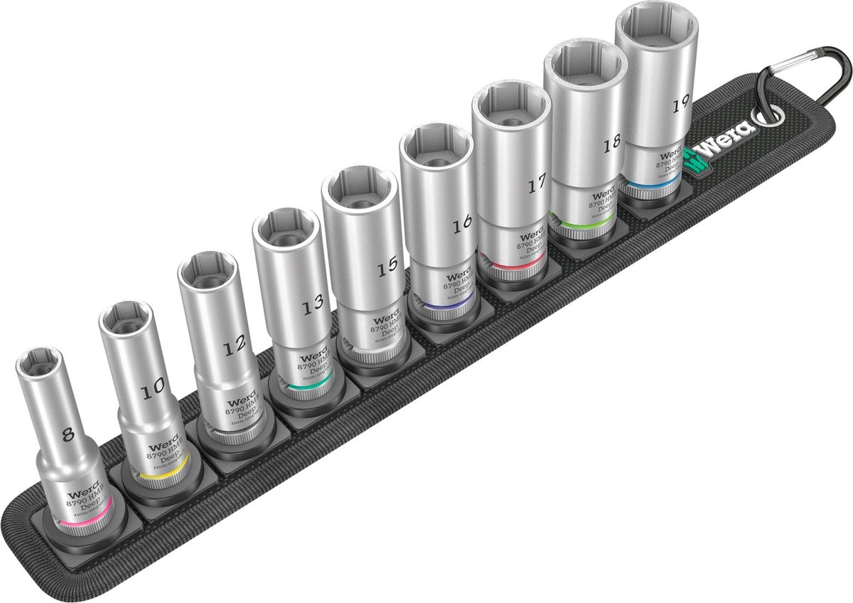 Wera Belt B Deep 1 Steckschlüsselsatz, mit 3 8 -Antrieb, 9-teiliger Steckschlüssel (schwarz)