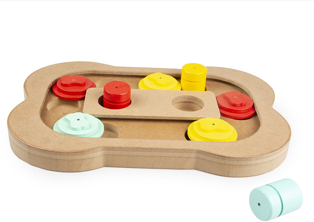 Duvo plus – Spielzeug für Tiere – Hund – Schiebe- und Snack-Puzzle – Bein 28 x 19 x 2,5 cm, mehrfarbig – 1 Stück