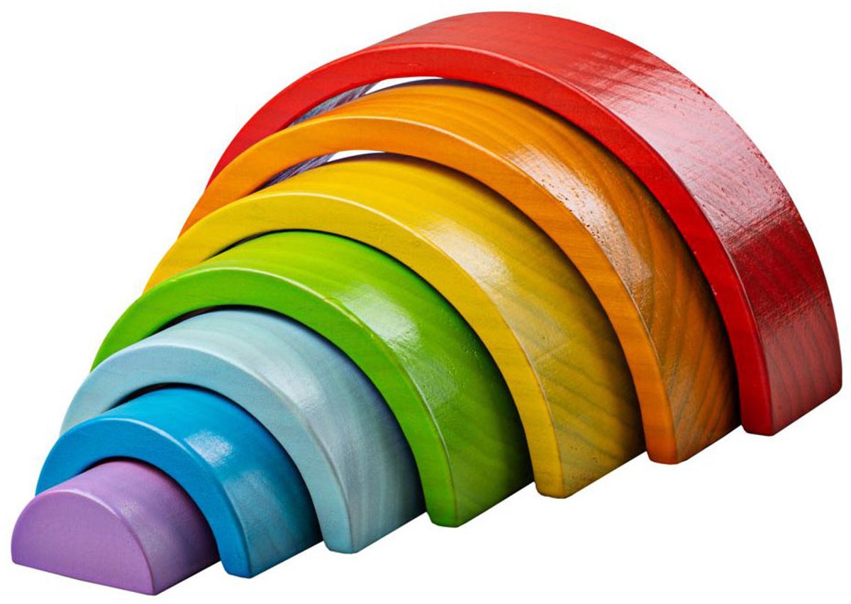 Bigjigs kleines Regenbogen-Stapelspiel aus Holz, 11 Teile.