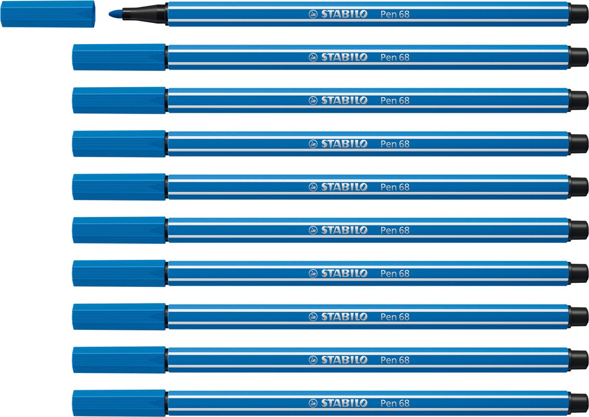 Stabilo Pen 68 – Premium-Filzstift – Ultramarinblau – Box mit 10 Stück
