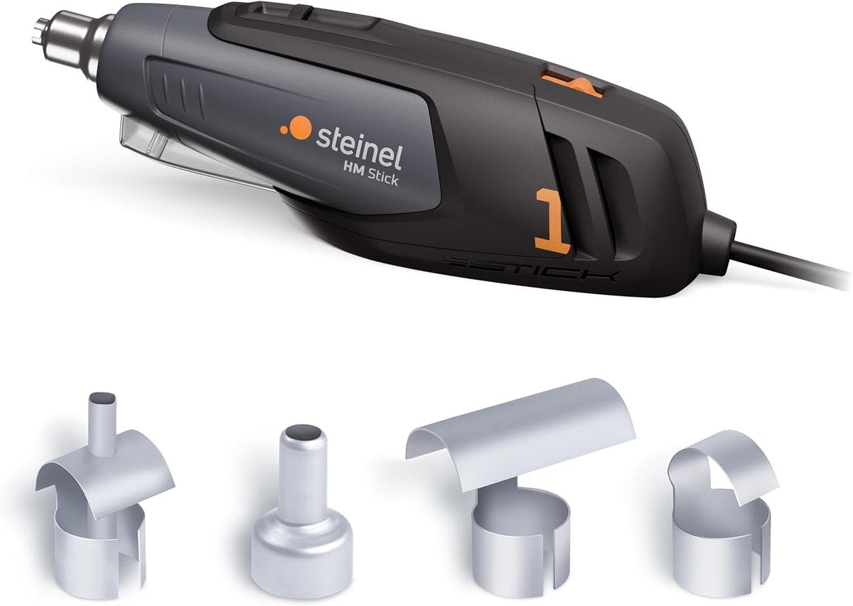 Steinel Heißluftpistole HM Stick 350 W – 2 Einstellungen 400 °C und 500 °C – Luftmenge 100 l min – inkl. Düsen