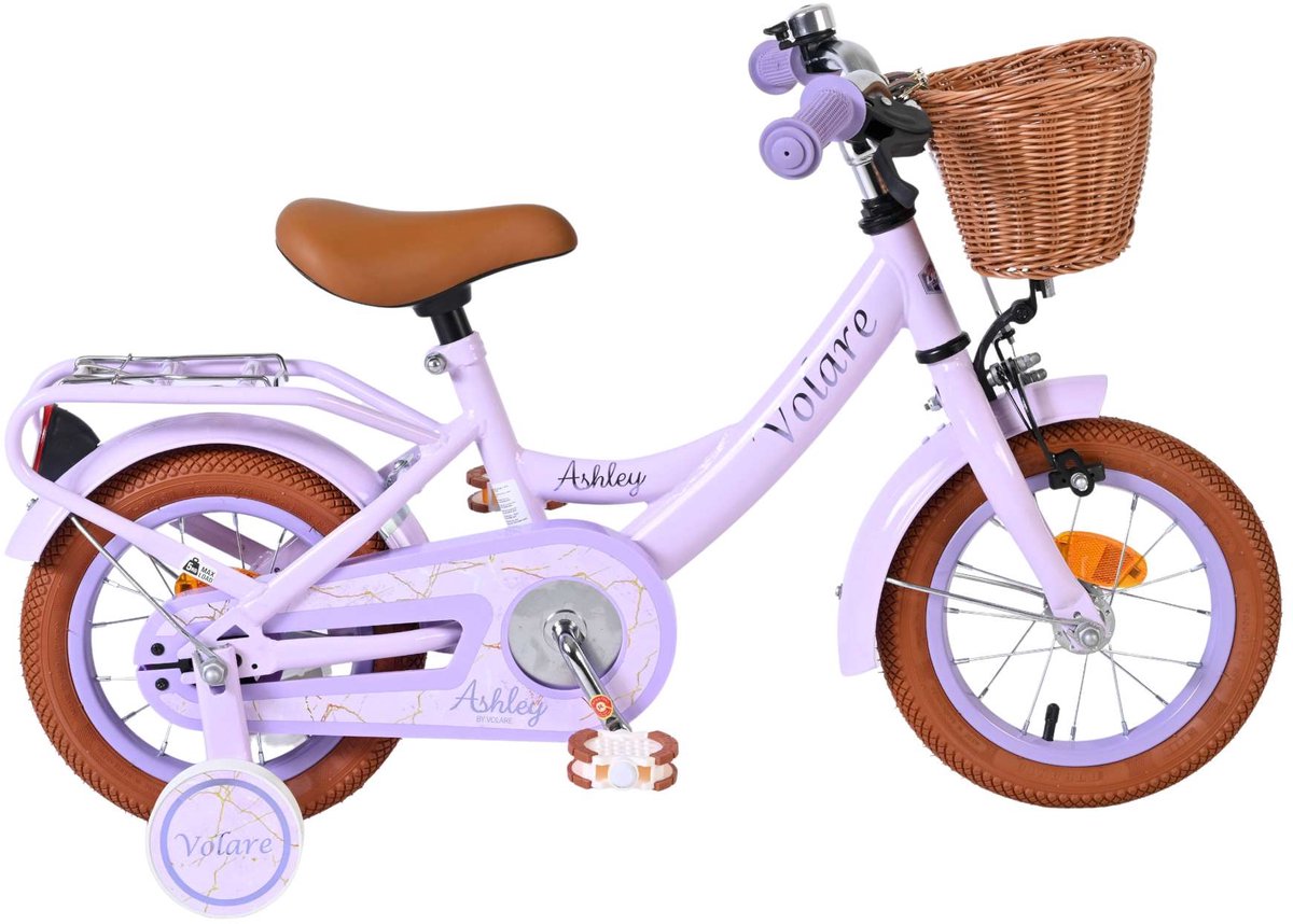Volare Ashley Kinderfahrrad – Mädchen – 12 Zoll – Flieder