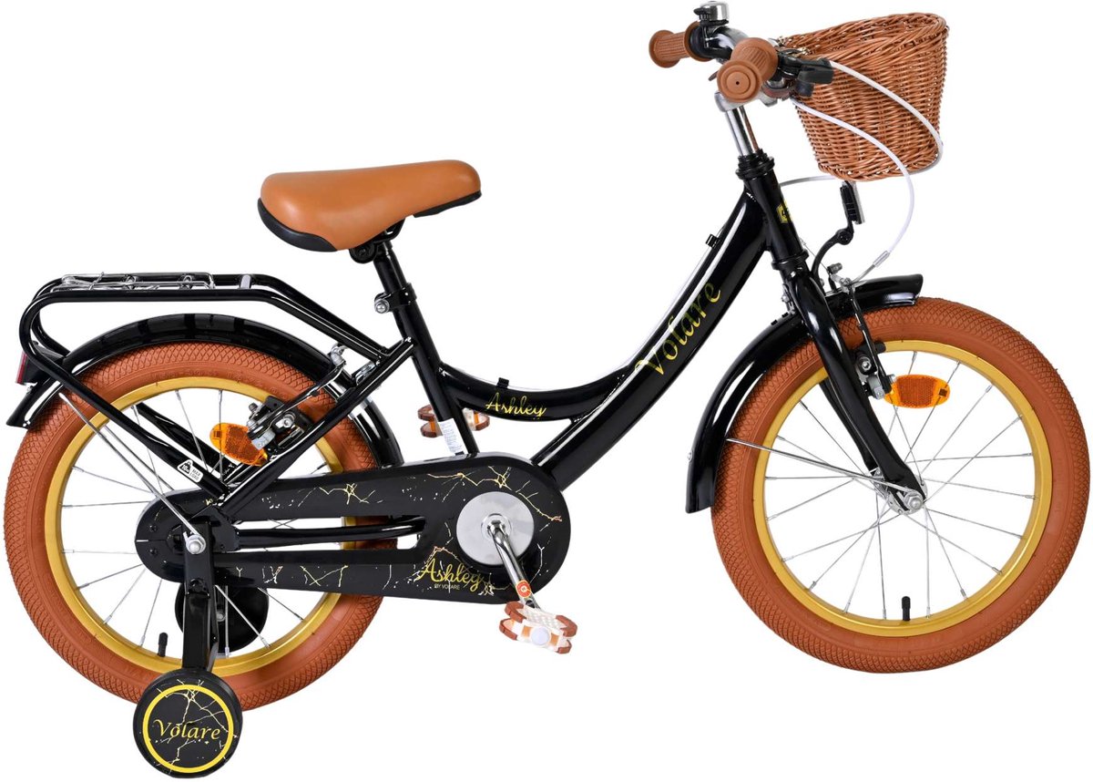 Volare Ashley Kinderfahrrad – Mädchen – 16 Zoll – Schwarz – zwei Handbremsen