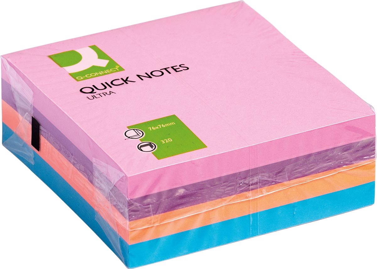 Kurznotizen zu Q-Connect | ft 76 x 76 mm | 320 Blatt | verschiedene Farben