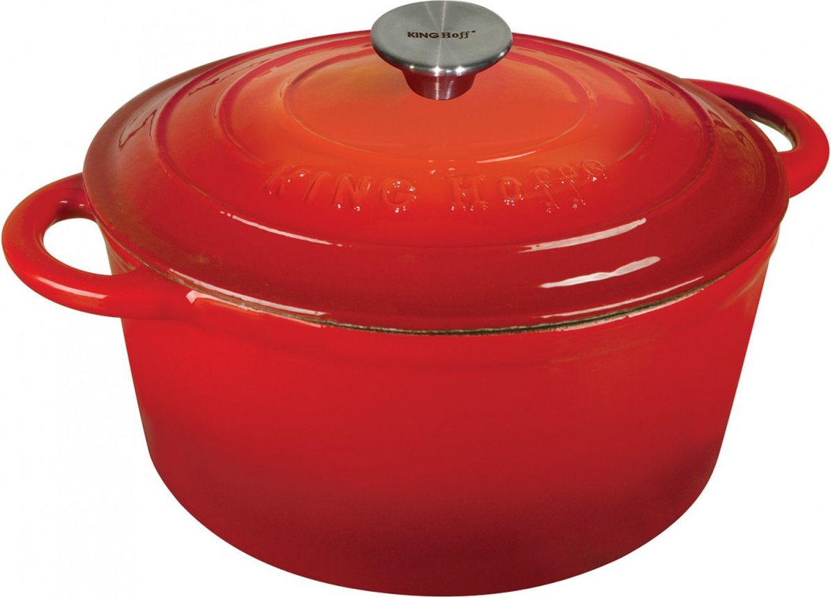 Kinghoff 1529 – Bratpfanne aus Gusseisen – ø24 cm – 4 l – rote Emaille