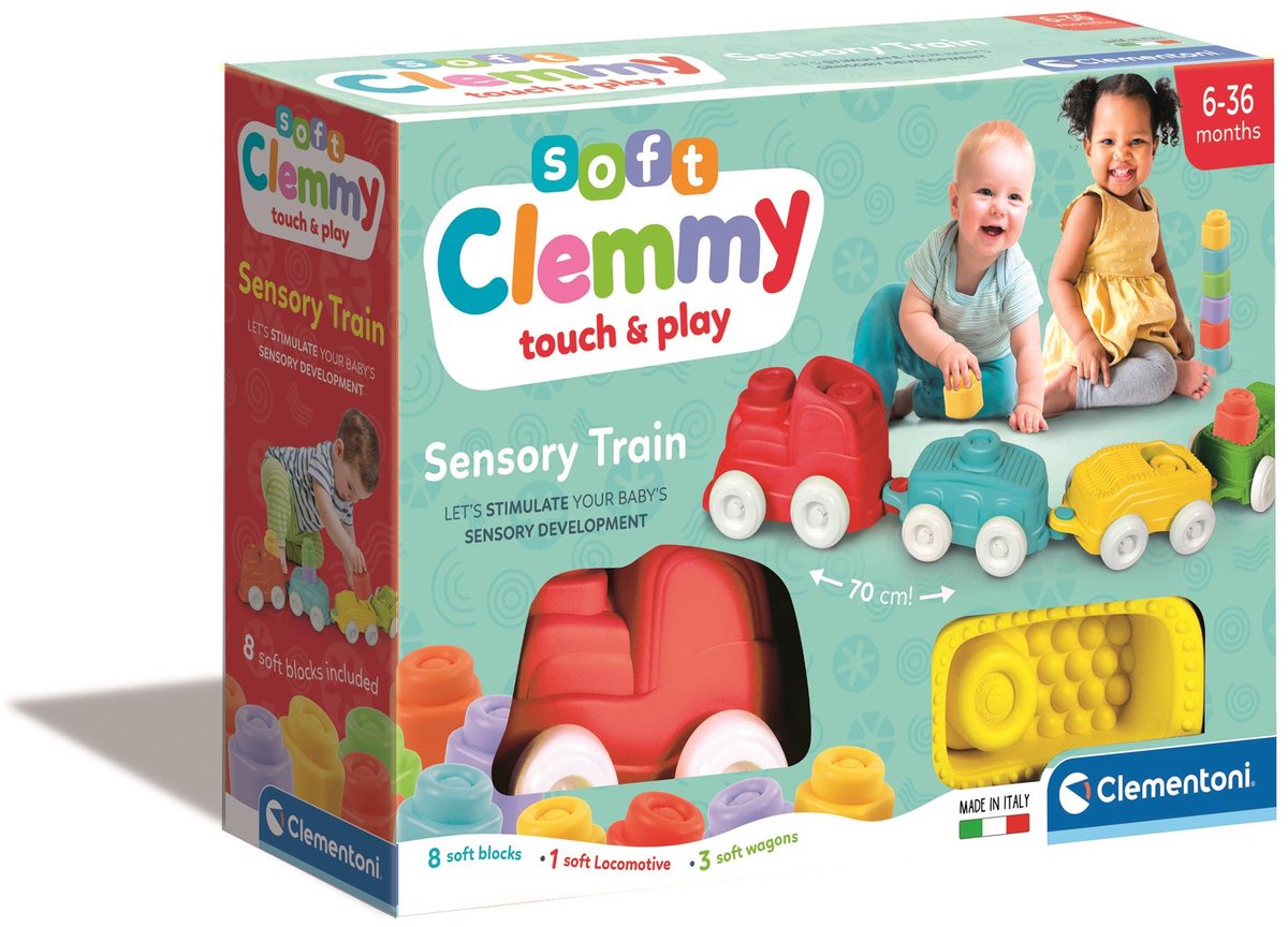 Clementoni – Sinneszug – Babyspielzeug – Soft Train – Soft Clemmy – Basteln – 6–36 Monate