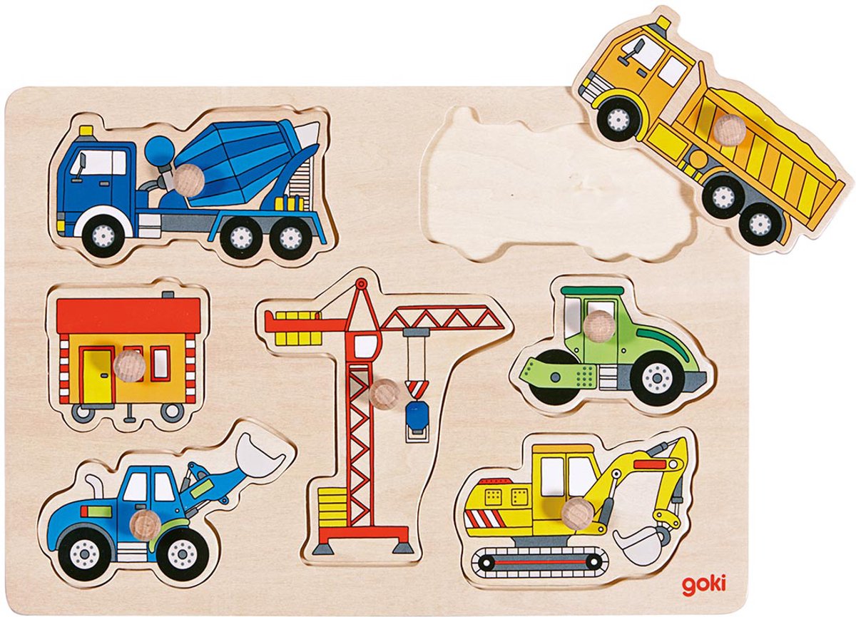 Goki Holz Nick -Puzzle - Arbeitsfahrzeuge