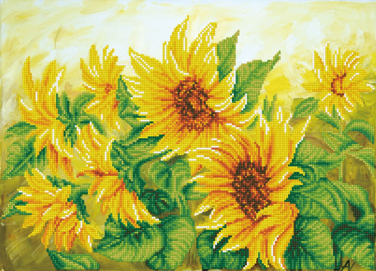 Diamond dotz® - Diamond Painting Erwachsene - Blumen - Sonnenblumen 41 x 57cm - runde Steine - Komplettpaket