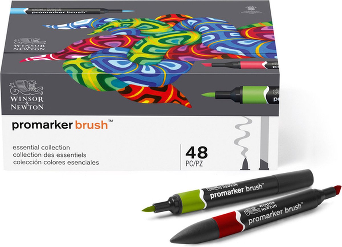 Winsor newton 0290080 promarker brush 48 essential collection | professionele alcoholmarkers layoutmarkers