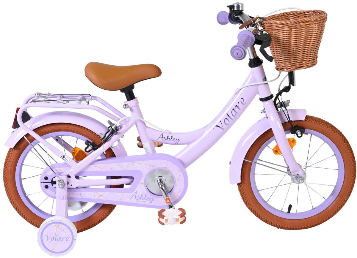 Volare Ashley Kinderfahrrad – Mädchen – 14 Zoll – Flieder – zwei Handbremsen