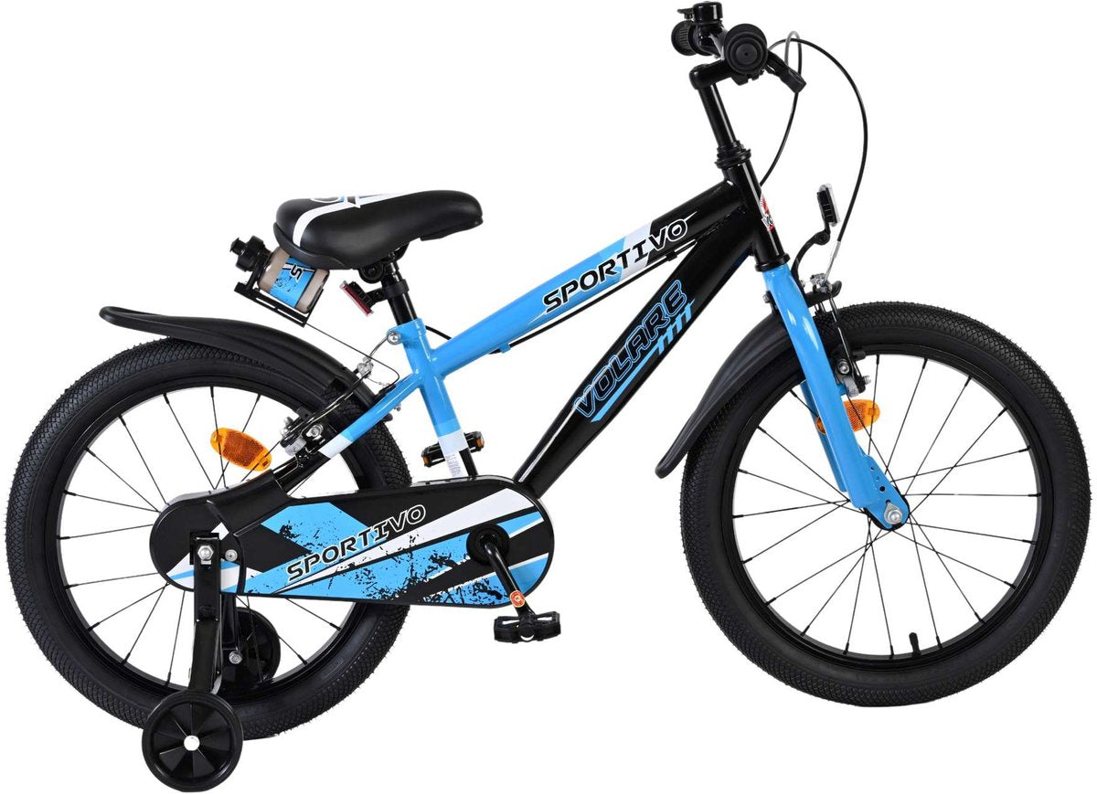 Volare Sportivo Kinderfahrrad - Jungen - 18 Zoll - Blau Schwarz - Zwei Handbremsen