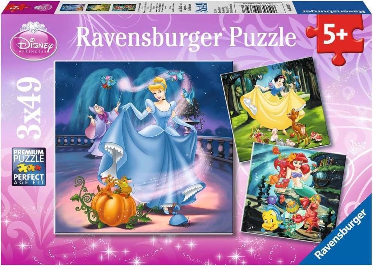 Ravensburger Puzzle Disney Prinzessin – 3x49 Teile – Kinderpuzzle