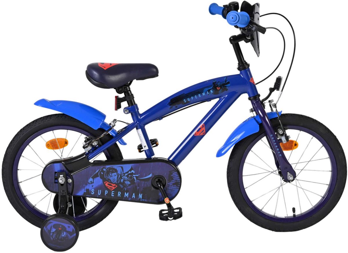 Volare Superman Kinderfahrrad – Jungen – 16 Zoll – Blau – zwei Handbremsen