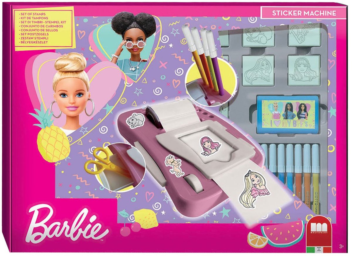 Multiplin -Barbie -Aufkleber -Maschine Set multiPrint