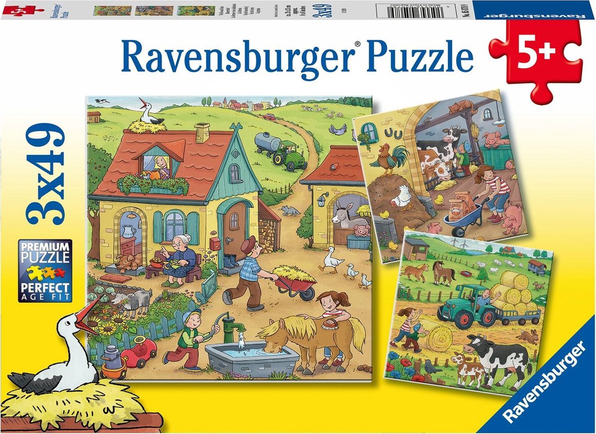 Ravensburger Puzzle Bauernhof - 3x49 Teile - Kinderpuzzle