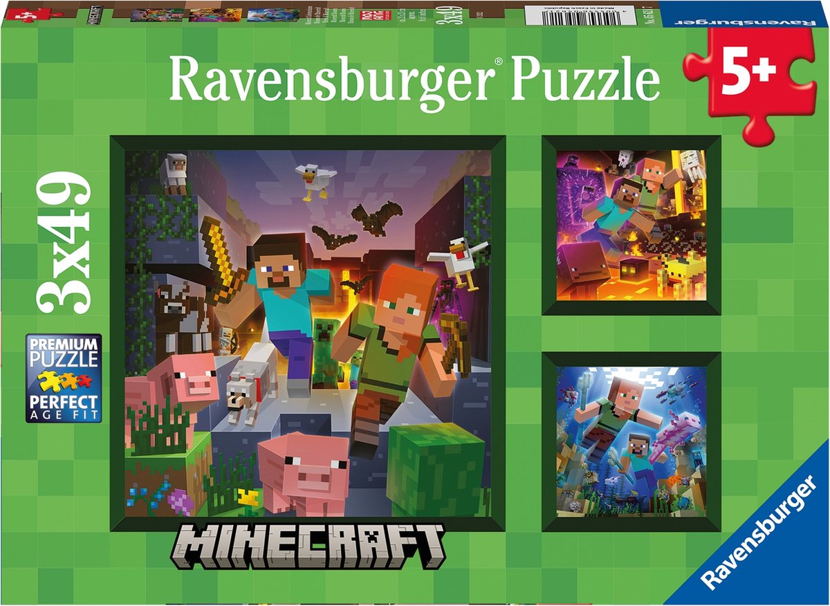Ravensburger Puzzle Minecraft Biomes – Puzzle – 3x49 Teile