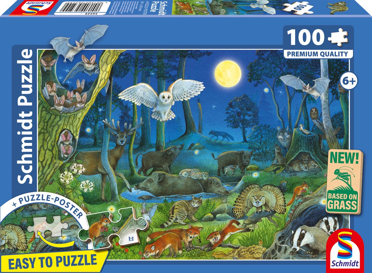 Schmidt - Puzzle - Tiere im Nachtwald - 100 Teile - Kinder - ab 6 Jahren