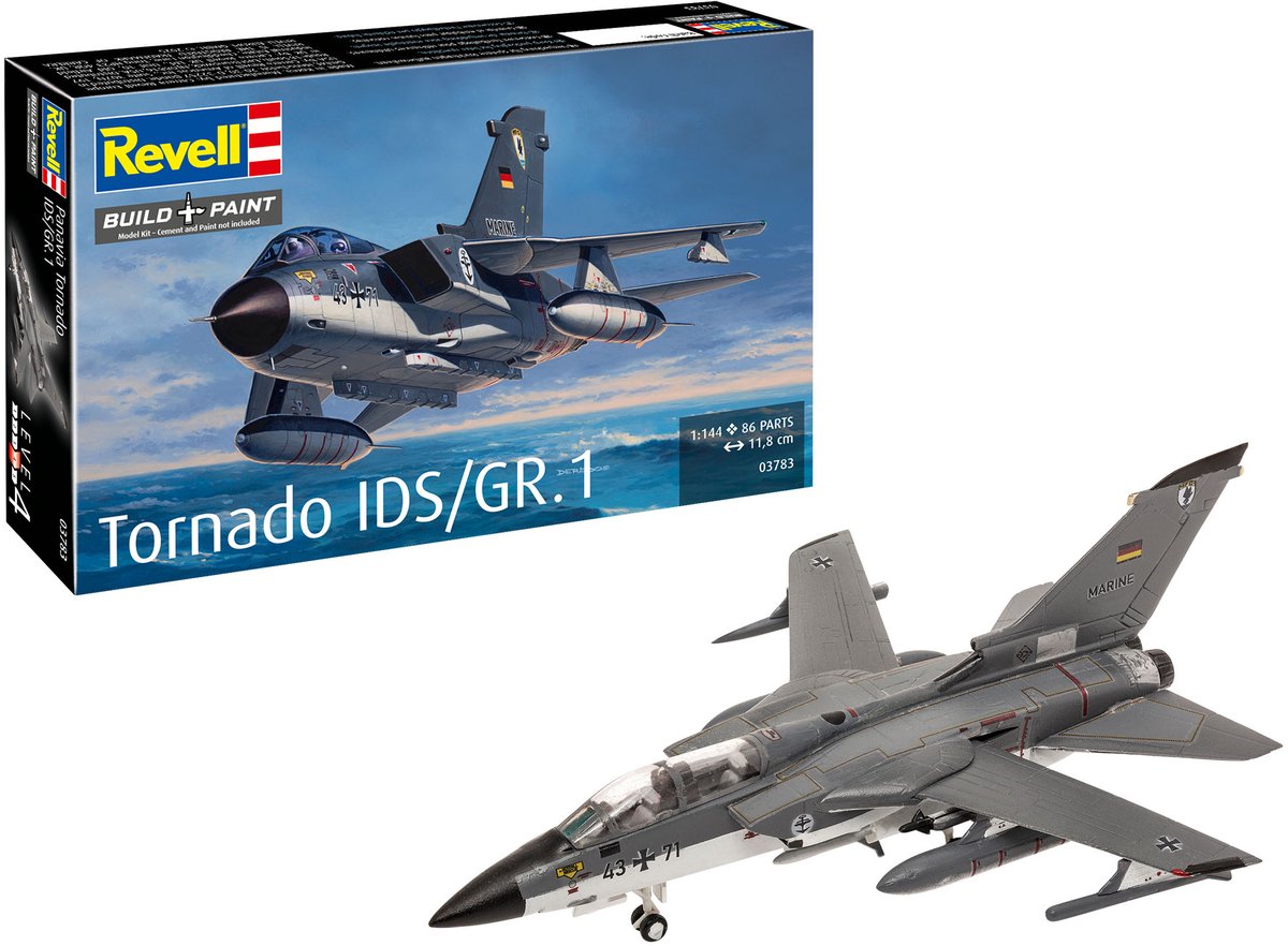 Revell Modellbausatz Flugzeug – 03783 Panavia Tornado IDs Gr.1 – Kampfjet aus Kunststoff – 1:144 – Modellbau