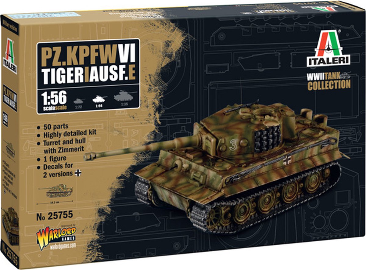 Italeri-Flugzeugmodellbausatz – 25755 Stück. kpfw. vi Tiger i ausf. e - Panzer Kunststoff - 1:56 - Modellbau