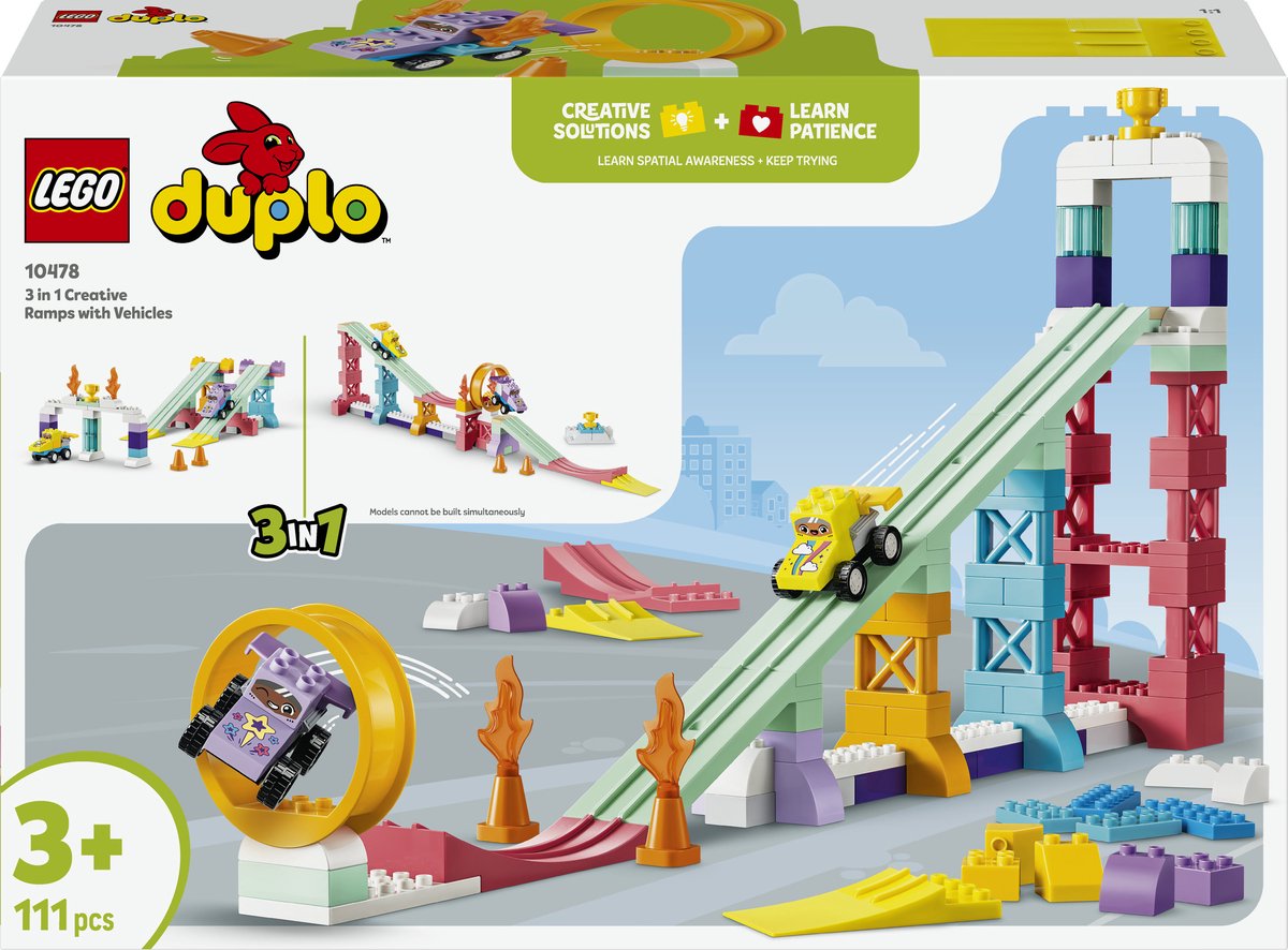 Lego ® duplo® stad 3-in-1 creatieve hellingen met voertuigen - leerzaam speelgoed voor kinderen vanaf 3 jaar - cadeautip voor peuters - 10478
