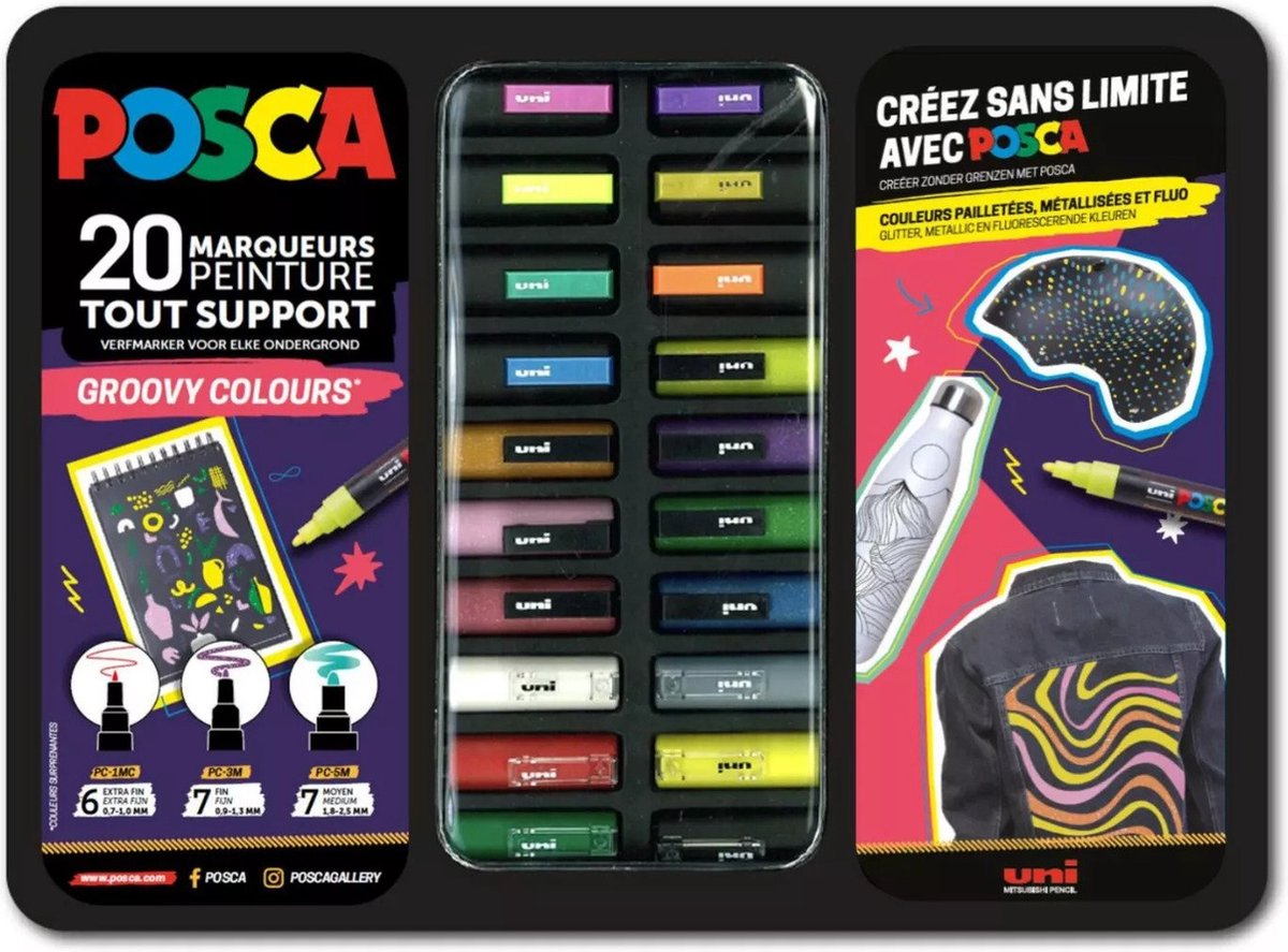 Posca Uni Uni Farbmarker Koffer Groovy Colors 20 Stück