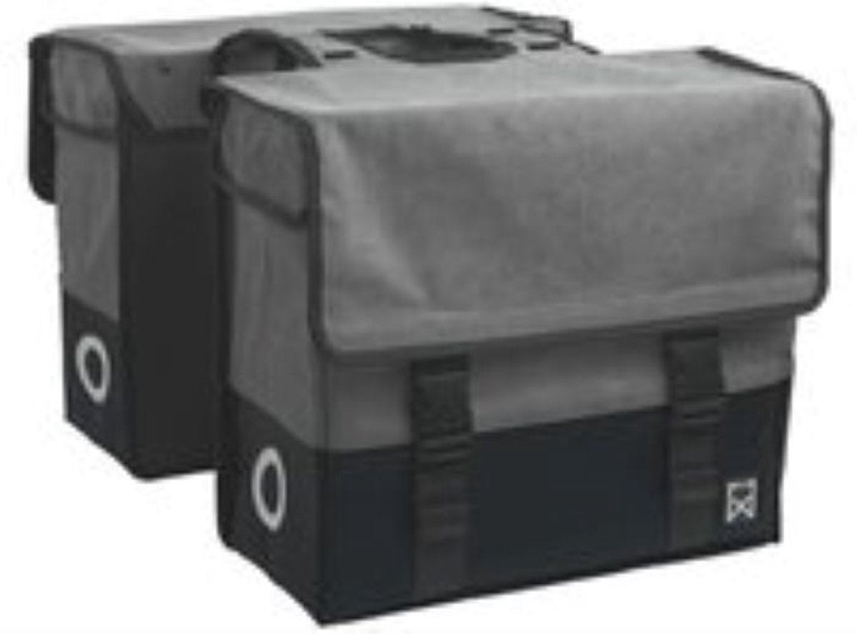 Willex Doppel-Fahrradtasche – Segeltuch – Reflexion – 48 Liter – universelle Montage – grau mattschwarz