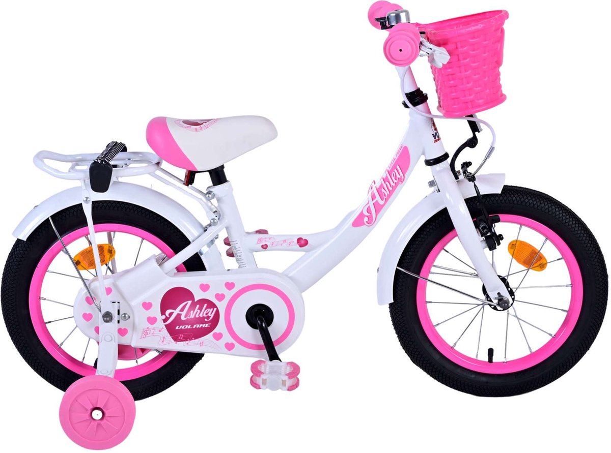 Volare Ashley Children's Bicycle - Mädchen - 14 Zoll - Weiß