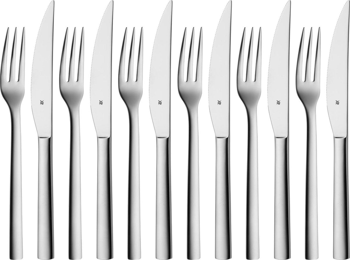WMF Nuova Steakbesteck – 12-teilig – Edelstahl – für Steaks und Grillfleisch