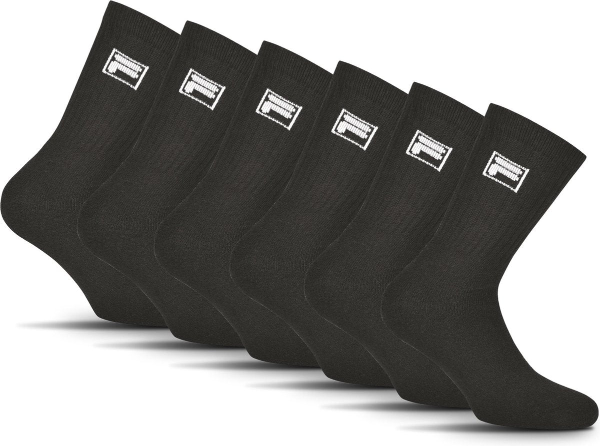 Fila – Crew-Sportsocken – 6er-Pack – Größe 43 46 – Schwarz – kleines Logo